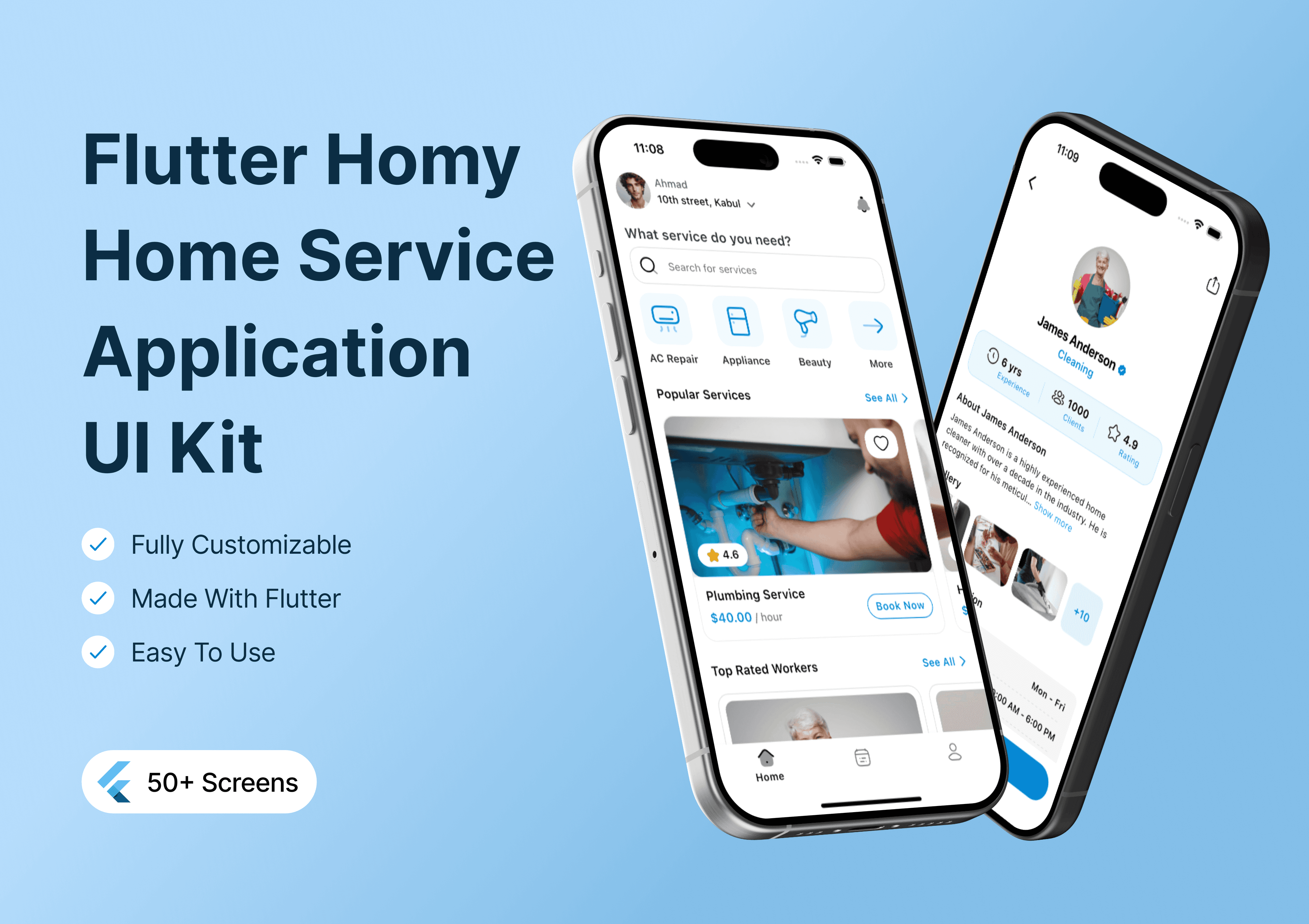 Homy: Flutter Home Service Application UI Kit