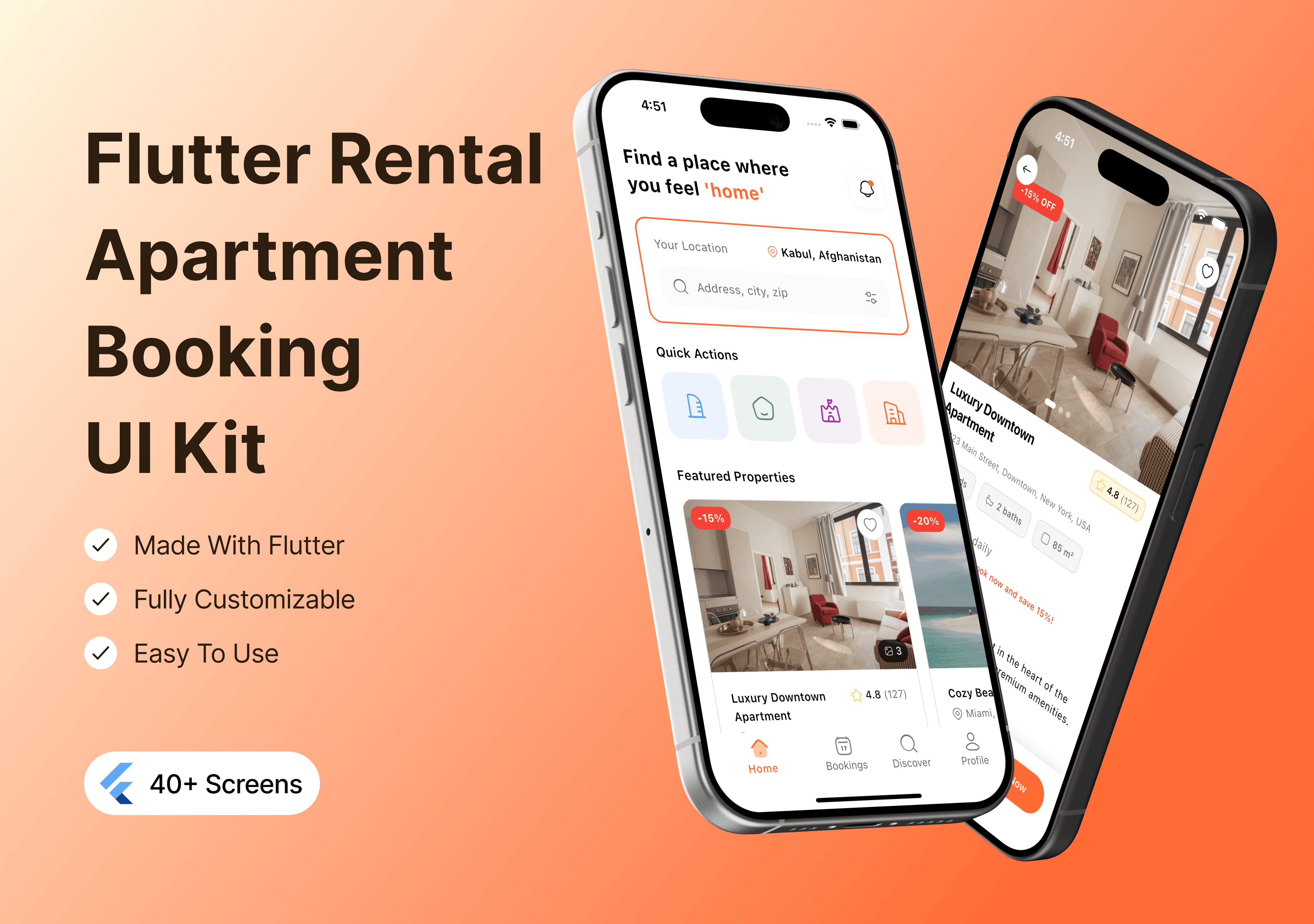 Rental: Flutter Apartment Booking Application UI Kit